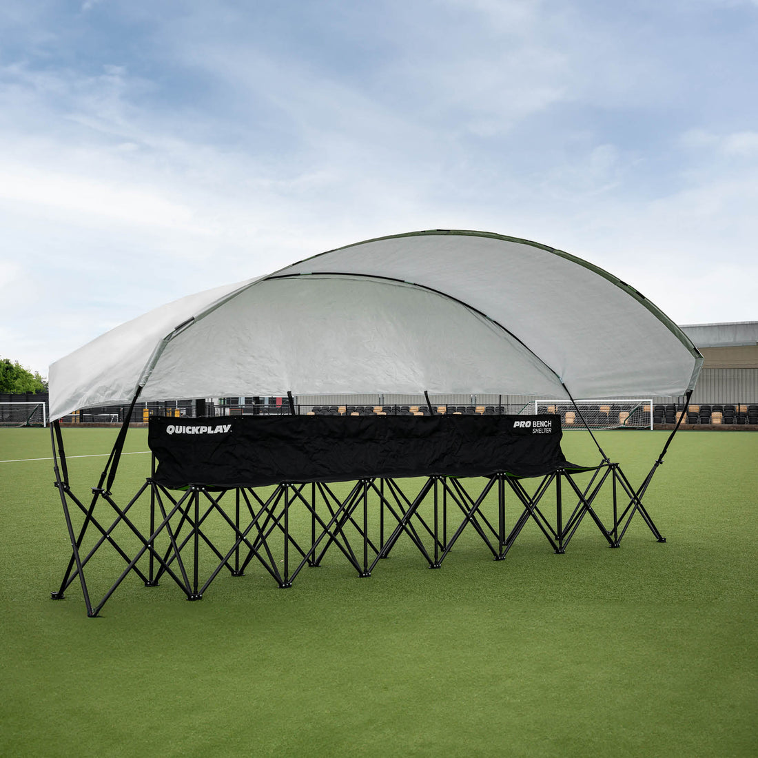 PRO BENCH Shelter 6 Seat Subs Bench with Canopy - QUICKPLAY - 6 seater bench club seating shelter