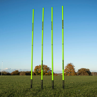 2ft/5ft Training Poles (25mm) for Grass or Astro (Set of 4) Green Stake (sprung) - QUICKPLAY UK -