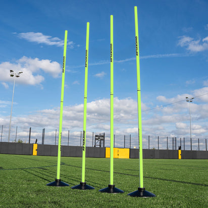 2ft/5ft Training Poles (25mm) for Grass or Astro (Set of 4) Green Rubber Base - QUICKPLAY UK -