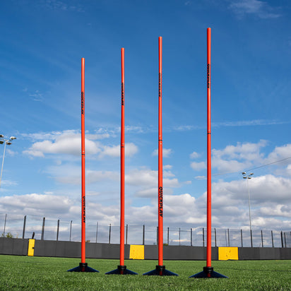 2ft/5ft Training Poles (25mm) for Grass or Astro (Set of 4) Red Rubber Base - QUICKPLAY UK -