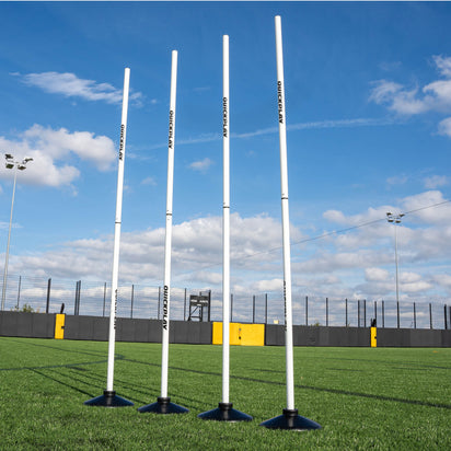 2ft/5ft Training Poles (25mm) for Grass or Astro (Set of 4) White Rubber Base - QUICKPLAY UK -