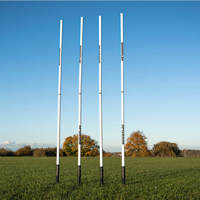 2ft/5ft Training Poles (25mm) for Grass or Astro (Set of 4) White Stake (sprung) - QUICKPLAY UK -