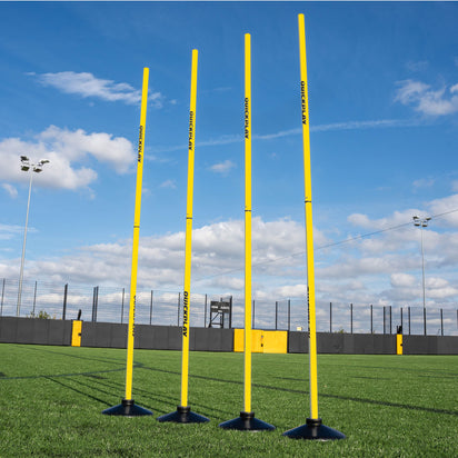 2ft/5ft Training Poles (25mm) for Grass or Astro (Set of 4) Yellow Rubber Base - QUICKPLAY UK -