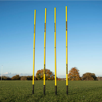 2ft/5ft Training Poles (25mm) for Grass or Astro (Set of 4) Yellow Stake (sprung) - QUICKPLAY UK -