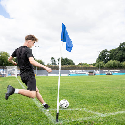 Foldable Corner Flag & Poles (Set of 4) (Colour & Base Options Available) Blue Stake (sprung) - QUICKPLAY UK -