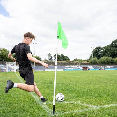 Foldable Corner Flag & Poles (Set of 4) (Colour & Base Options Available) Green Stake (sprung) - QUICKPLAY UK -