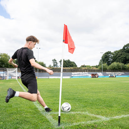 Foldable Corner Flag & Poles (Set of 4) (Colour & Base Options Available) Red Stake (sprung) - QUICKPLAY UK -