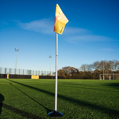 Foldable Corner Flag & Poles (Set of 4) (Colour & Base Options Available) Yellow & Orange Rubber Base - QUICKPLAY UK -